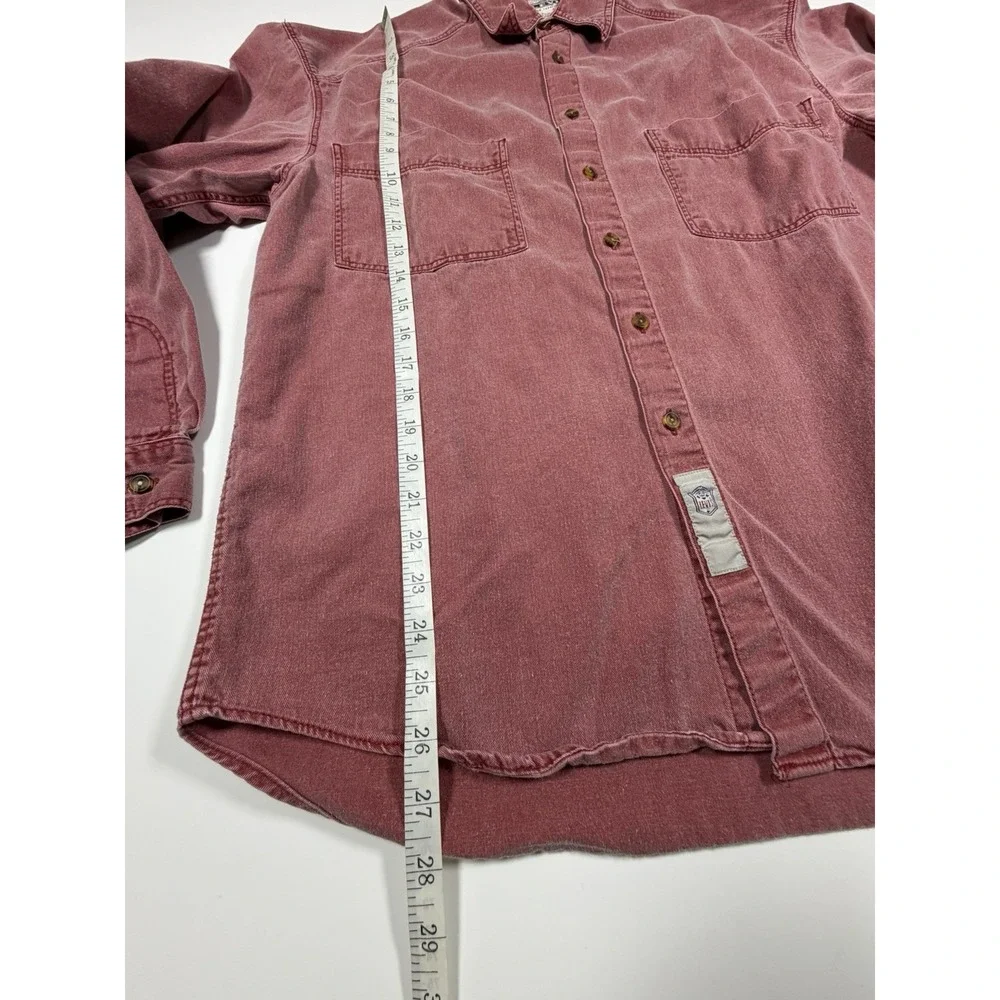 Vintage 90s Levis Denim Shirt Mens Medium Red Faded Washed Button Up Workwear